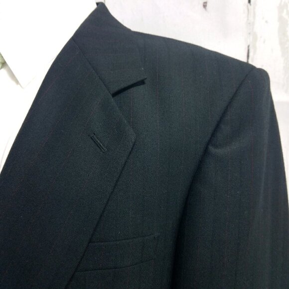 Trieste 41R 2 Button Black Herringbone Striped 2pc - Picture 4 of 15